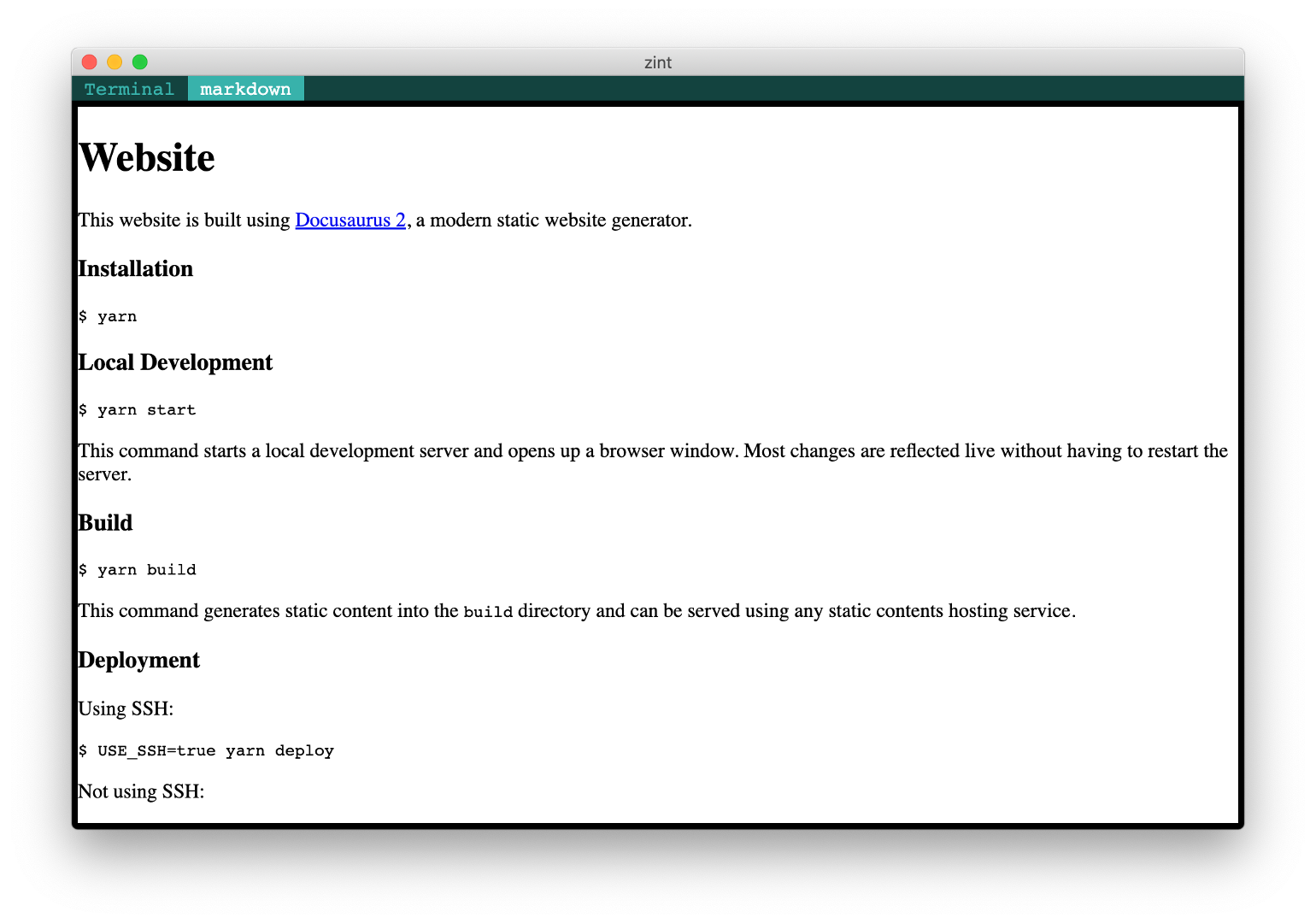 README.md with markdown rendered